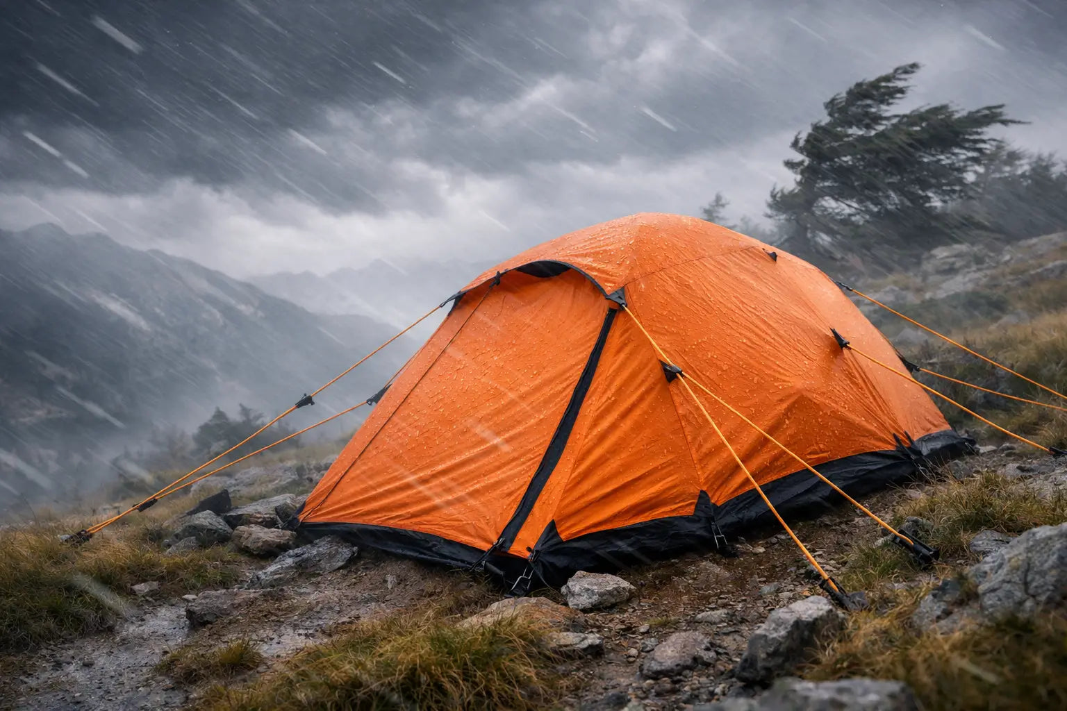Trekkingzelt richtig abspannen bei Sturm