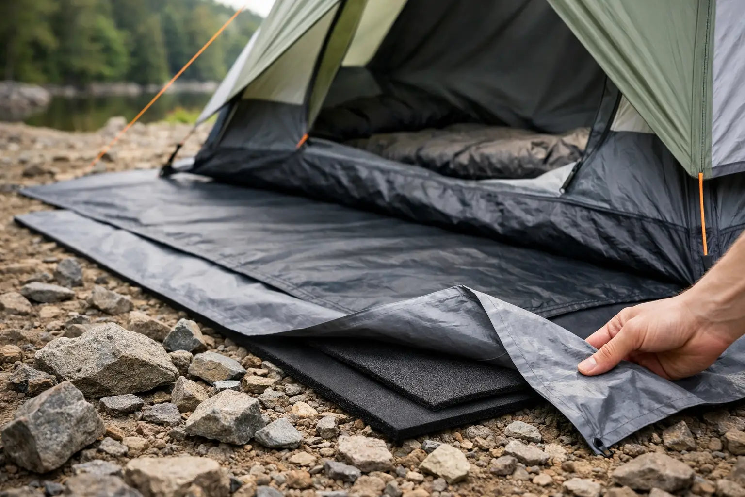 Den Zeltboden vor scharfen Steinen schützen