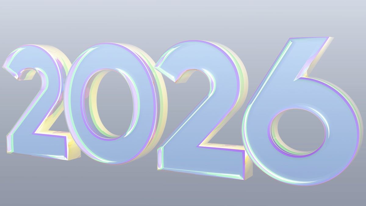 The numbers 2026 in a light blue iridescent font.