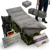 GOALPINE® OASE | Feldbett Groß mit Matratze [Wildtierleder Imitat] & Kissen