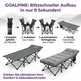 GOALPINE® OASE | Feldbett Groß mit Matratze [Wildtierleder Imitat] & Kissen